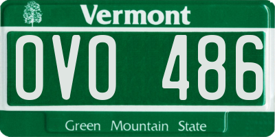 VT license plate OVO486