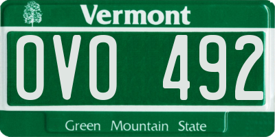 VT license plate OVO492