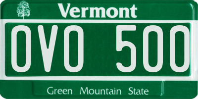 VT license plate OVO500