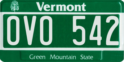 VT license plate OVO542