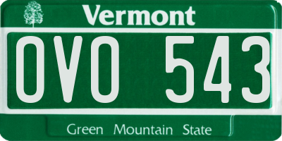 VT license plate OVO543