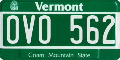 VT license plate OVO562