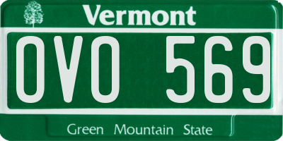 VT license plate OVO569