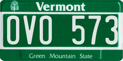 VT license plate OVO573
