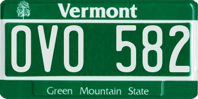 VT license plate OVO582