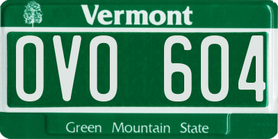 VT license plate OVO604