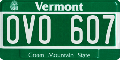 VT license plate OVO607
