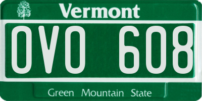 VT license plate OVO608