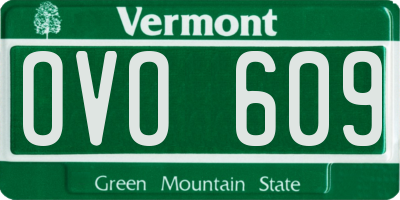 VT license plate OVO609