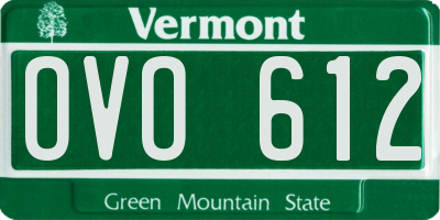 VT license plate OVO612