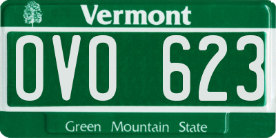 VT license plate OVO623
