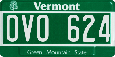 VT license plate OVO624
