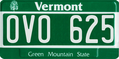 VT license plate OVO625