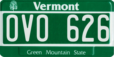 VT license plate OVO626