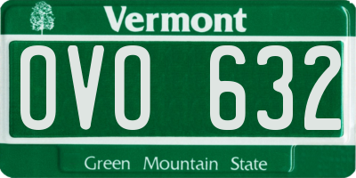 VT license plate OVO632