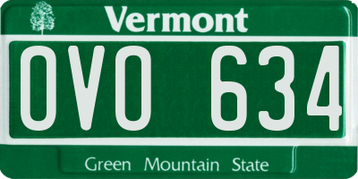 VT license plate OVO634