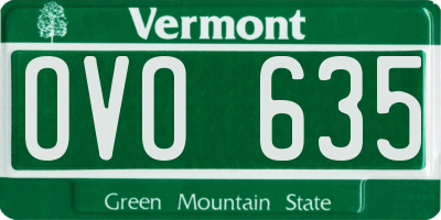 VT license plate OVO635