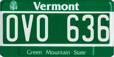 VT license plate OVO636