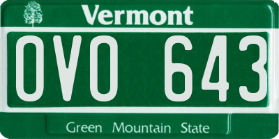 VT license plate OVO643