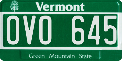 VT license plate OVO645