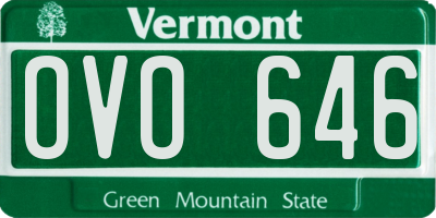 VT license plate OVO646
