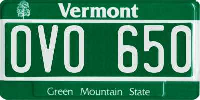 VT license plate OVO650