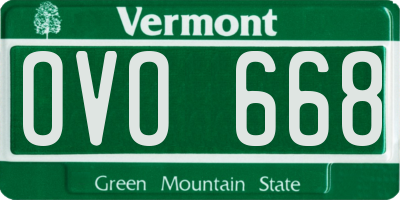 VT license plate OVO668