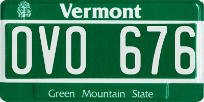 VT license plate OVO676