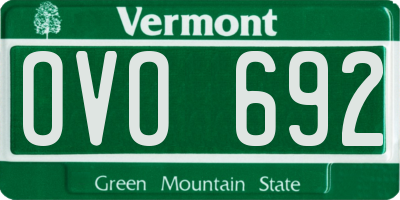 VT license plate OVO692
