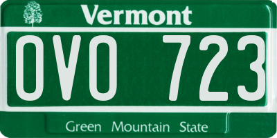 VT license plate OVO723