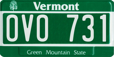 VT license plate OVO731