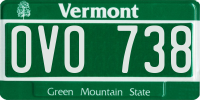 VT license plate OVO738