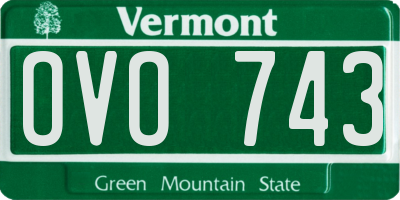 VT license plate OVO743