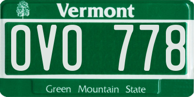 VT license plate OVO778