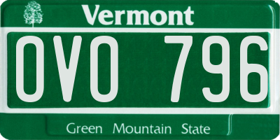 VT license plate OVO796