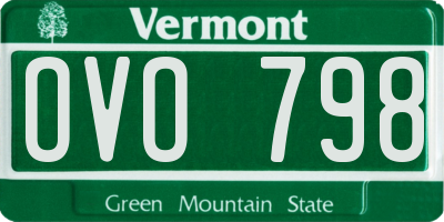 VT license plate OVO798