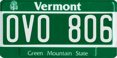 VT license plate OVO806