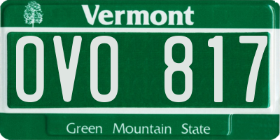 VT license plate OVO817