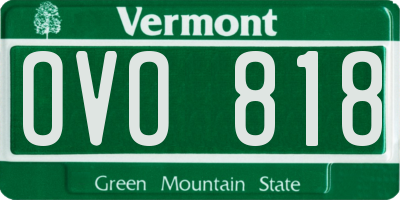 VT license plate OVO818