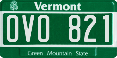VT license plate OVO821