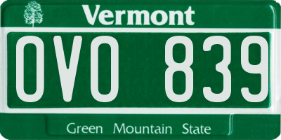 VT license plate OVO839