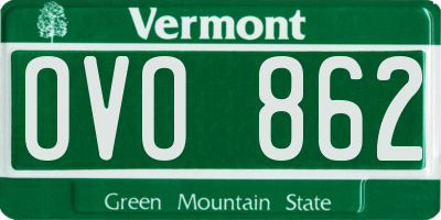 VT license plate OVO862