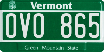 VT license plate OVO865
