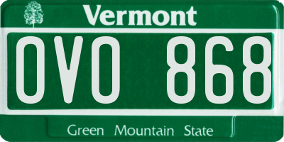 VT license plate OVO868