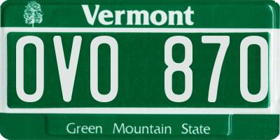 VT license plate OVO870