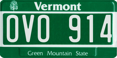 VT license plate OVO914