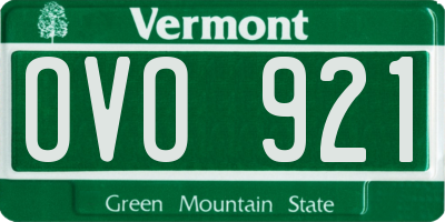 VT license plate OVO921