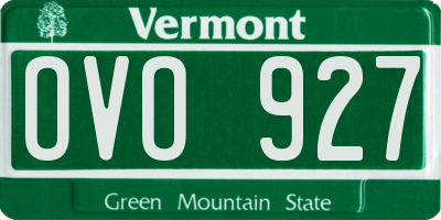 VT license plate OVO927