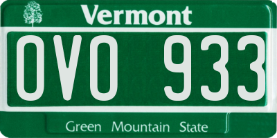 VT license plate OVO933