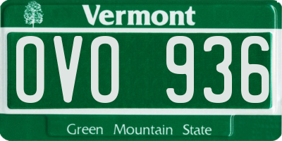 VT license plate OVO936